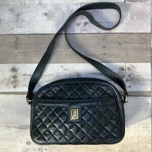 Vtg Judith Leiber Purse Shoulder Bag Dome Black Leather Quilted Classy Old Money